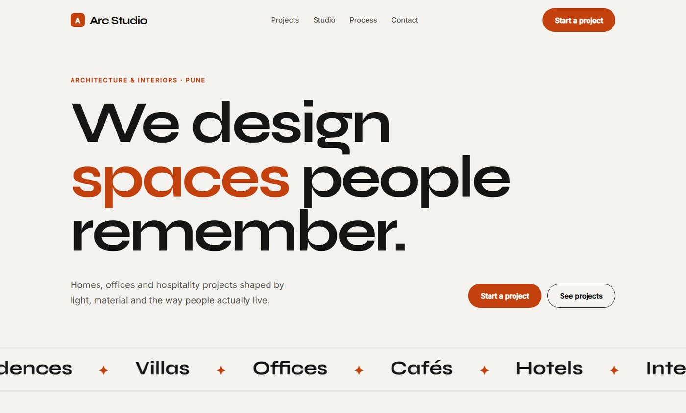 Arc Studio sample website