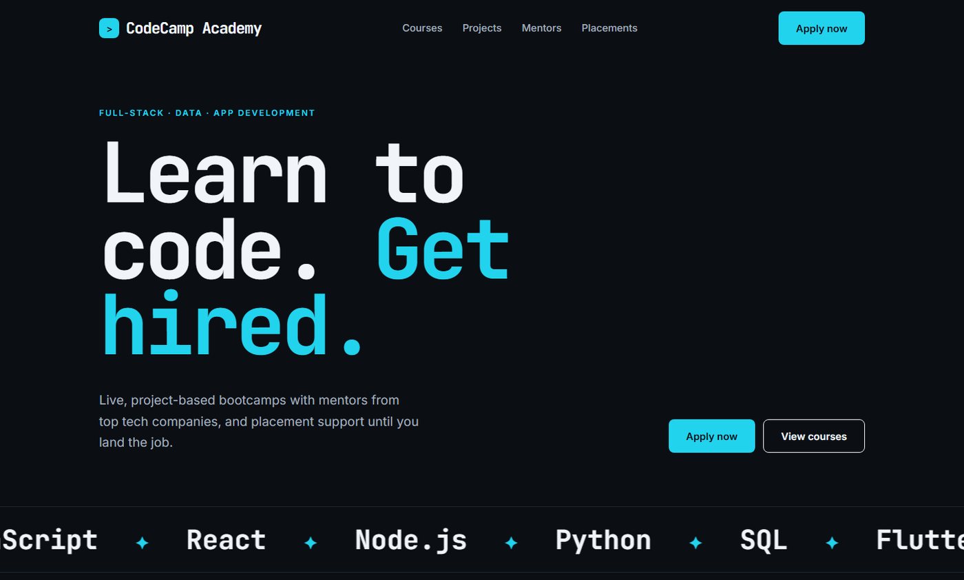 CodeCamp Academy sample website