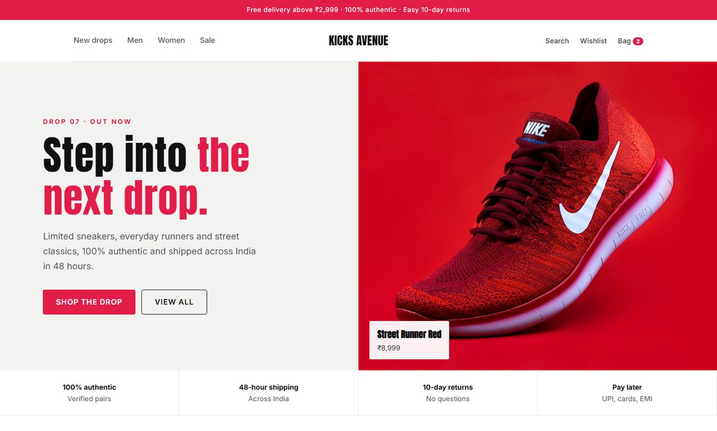 KICKS AVENUE sample website