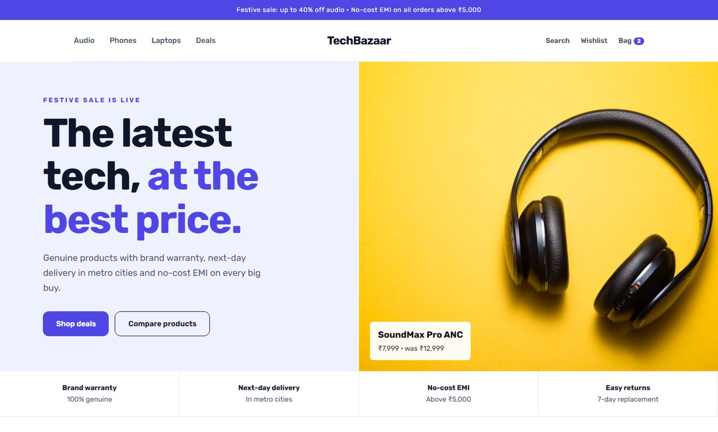 TechBazaar sample website